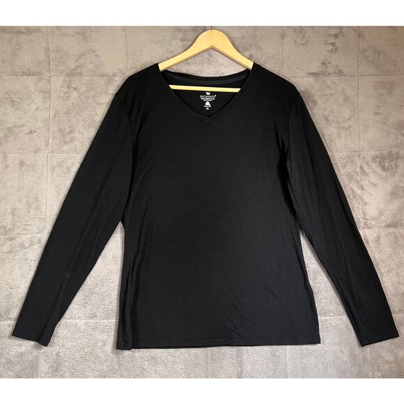 Segments Pullover Women's XL Black 100% Merino Wool V Neck Base Layer Top - Picture 1 of 9